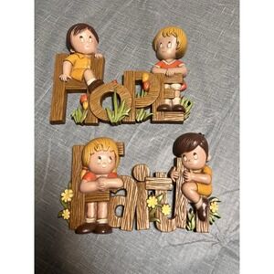 Burwood Vintage 70's Kids Room Decor Faith Hope Religious Made In USA